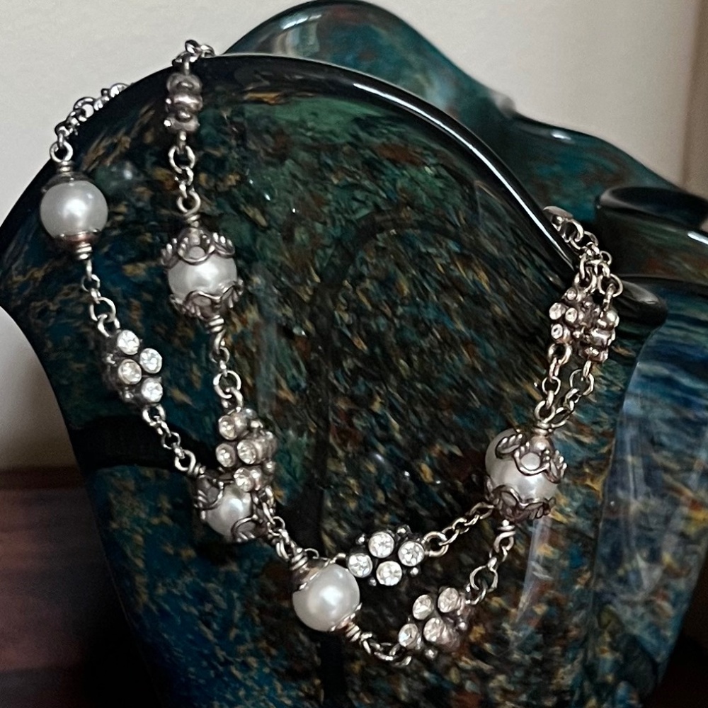 BRIGHTON Double Strand Pearl & Crystal Bracelet (NEW CONDITION!)